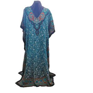Teal & Orange Paisley Ladies Kaftan
